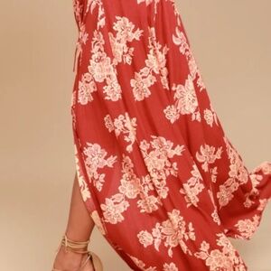 Heart of Marigold Rust Red Floral Print Wrap Maxi Dress